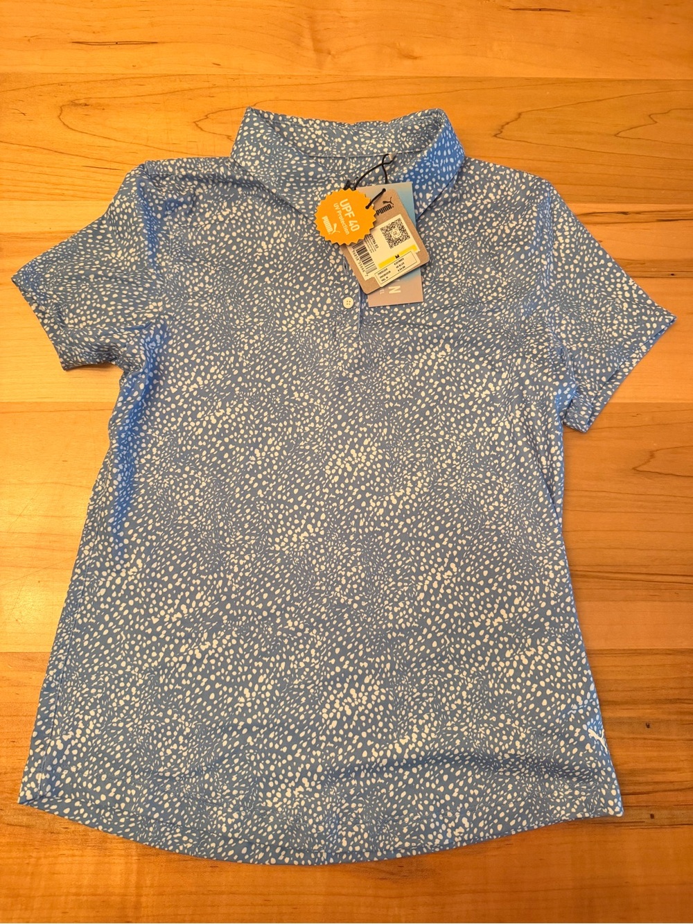 Puma Blue Polo Shirt with White Speckle Print